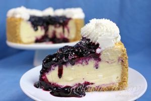 Vegan White Chocolate Blueberry Cheesecake