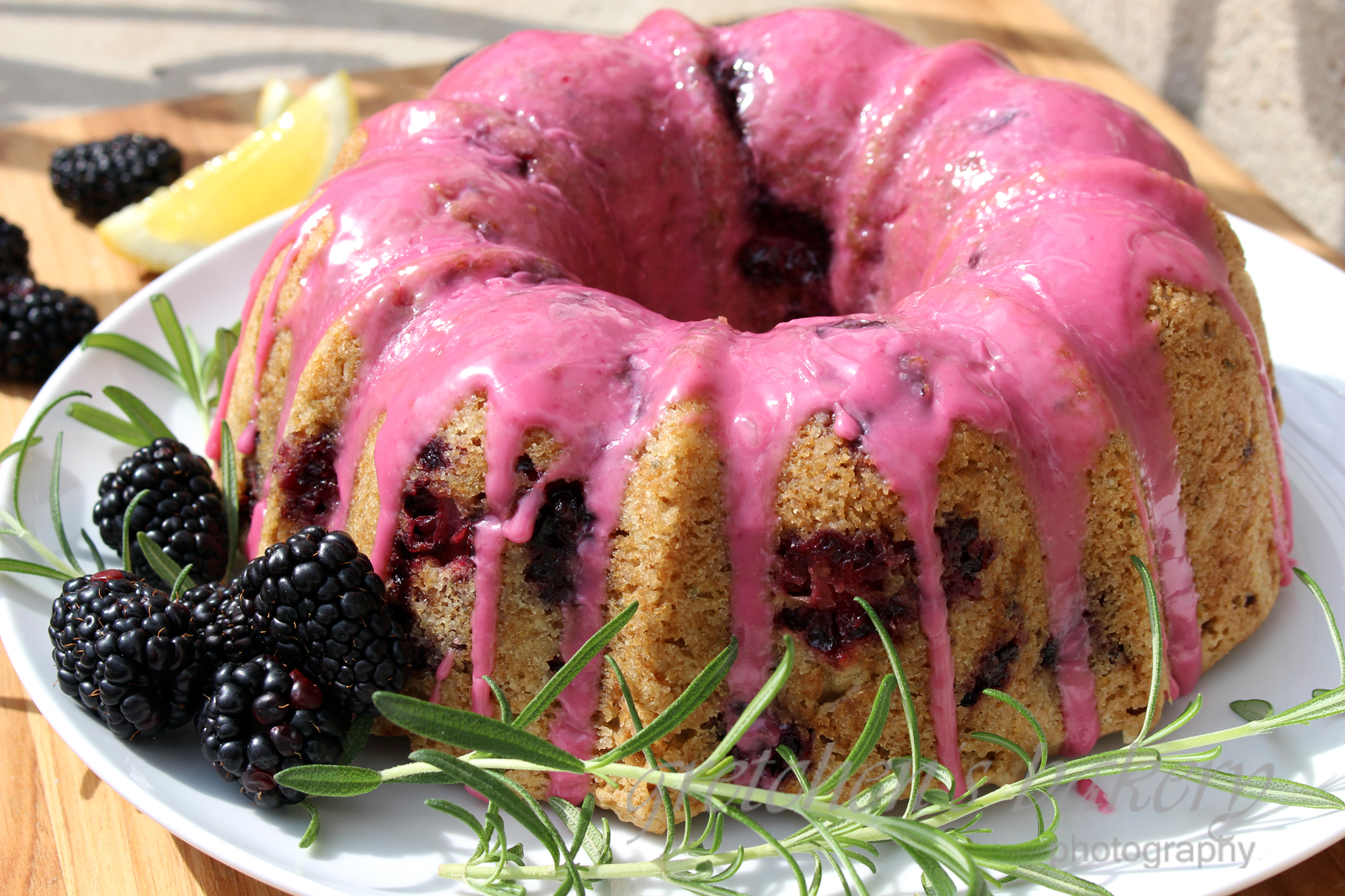 Rosemary Scented Blackberry Lemon Bundt Cake