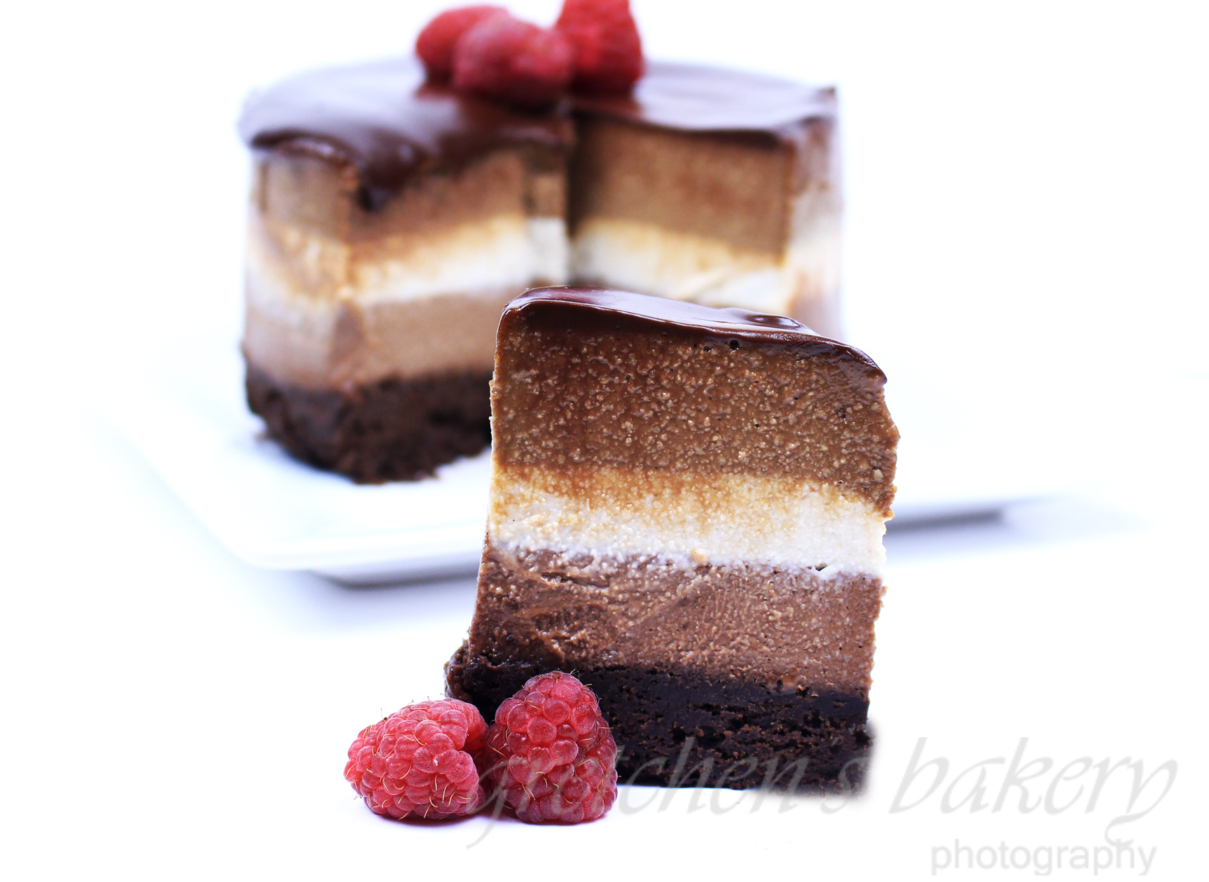 No Bake Vegan Tri Layer Cheesecake