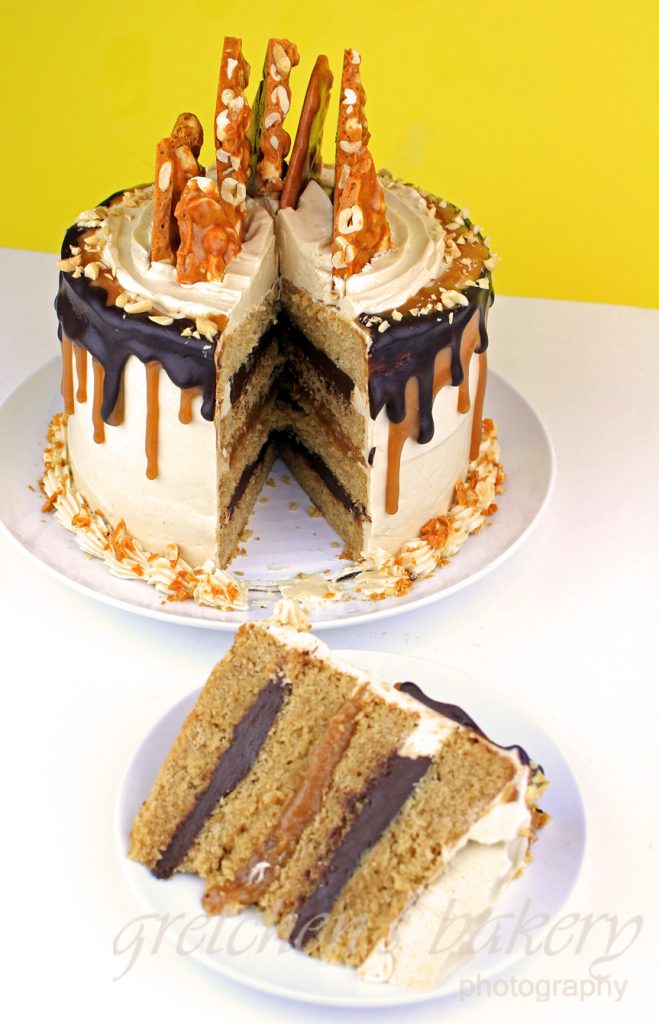 Peanut Butter Fudge Brittle Cake