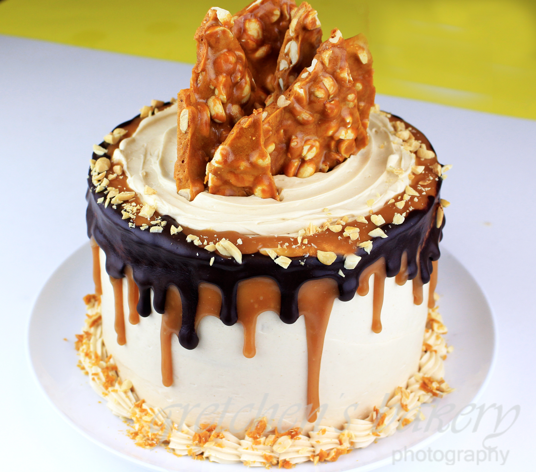 Peanut Butter Fudge Brittle Cake