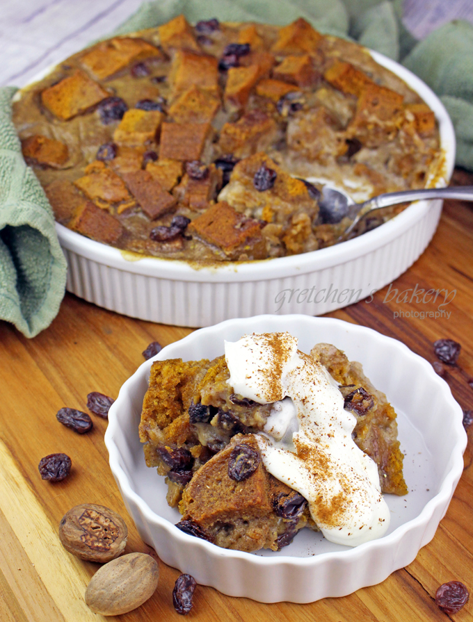 Pumpkin Bread Pudding~Vegan