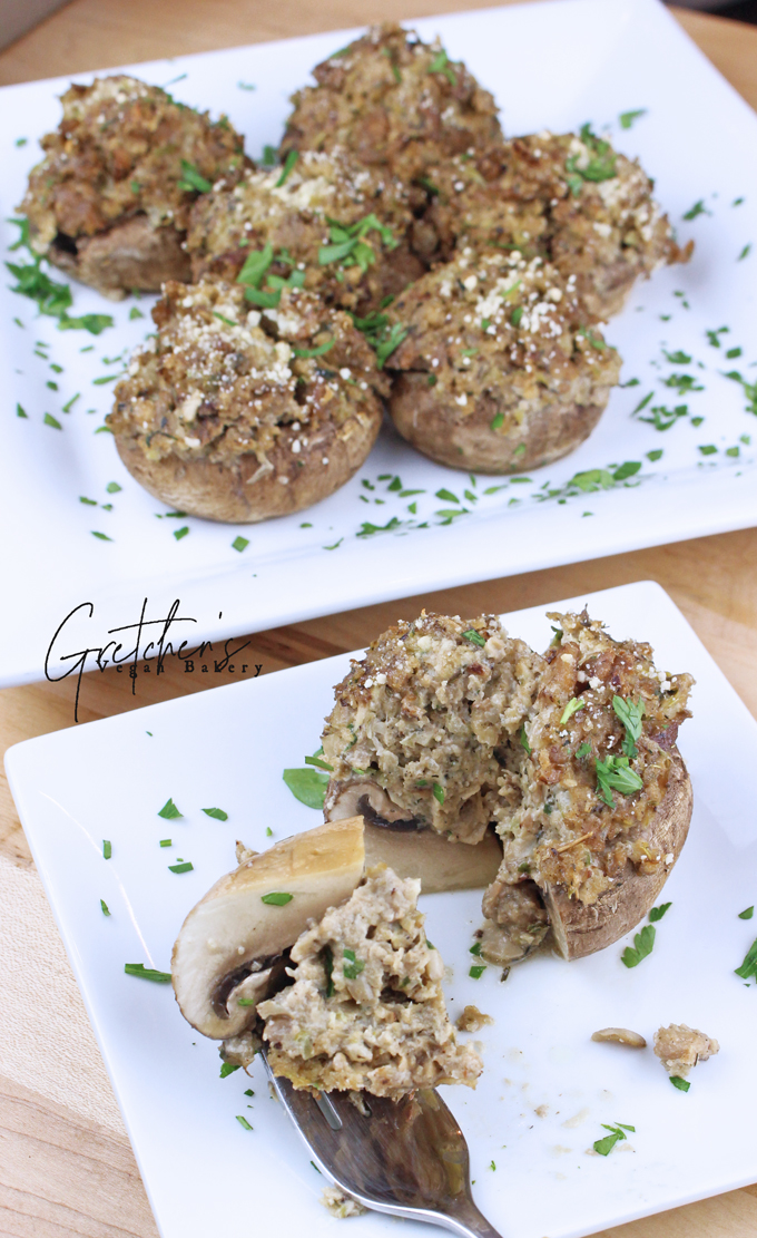 Vegan Sausage Stuffed Mushrooms