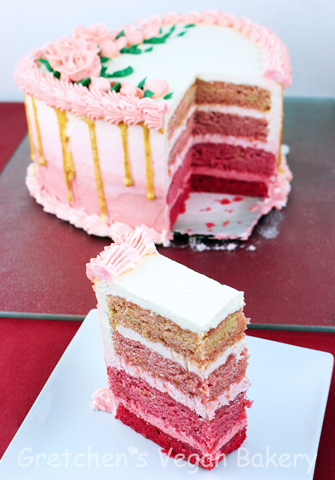 Ombre Heart Cake for Valentine's Day