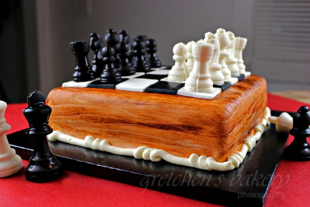Chess Board Cake with Pieces
