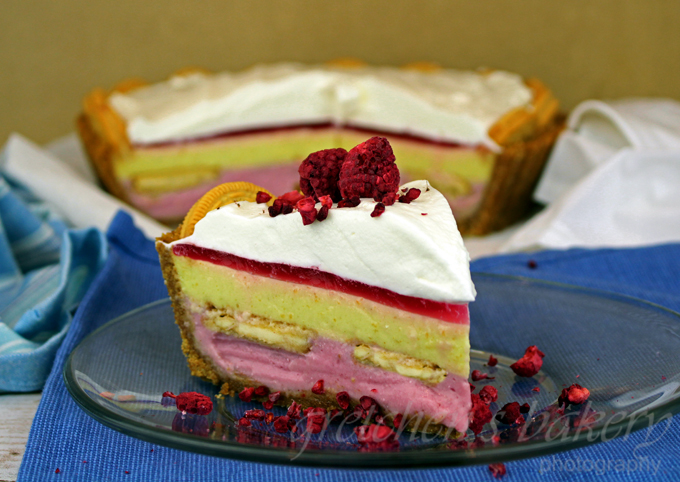No Bake Vegan Mango Raspberry Cream Pie