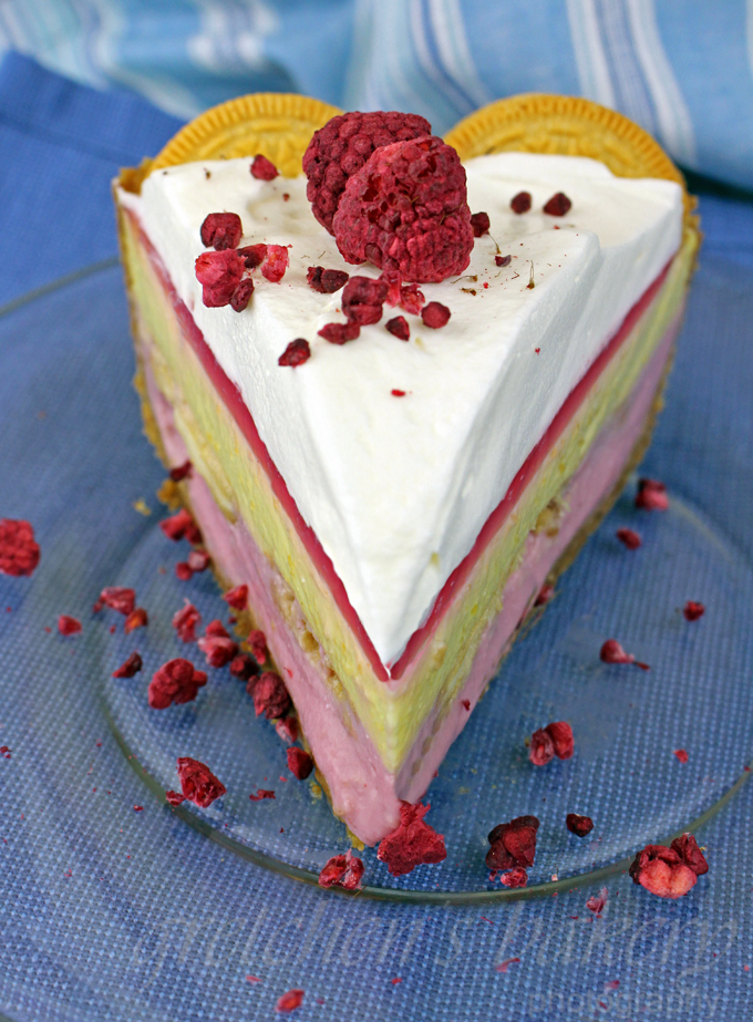 No Bake Vegan Mango Raspberry Cream Pie