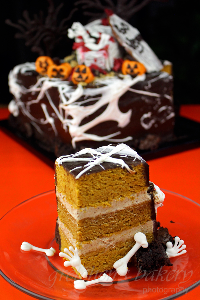 Halloween Graveyard Cake