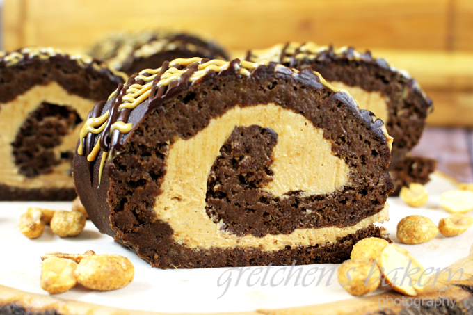 Chocolate Peanut Butter Swiss Roll