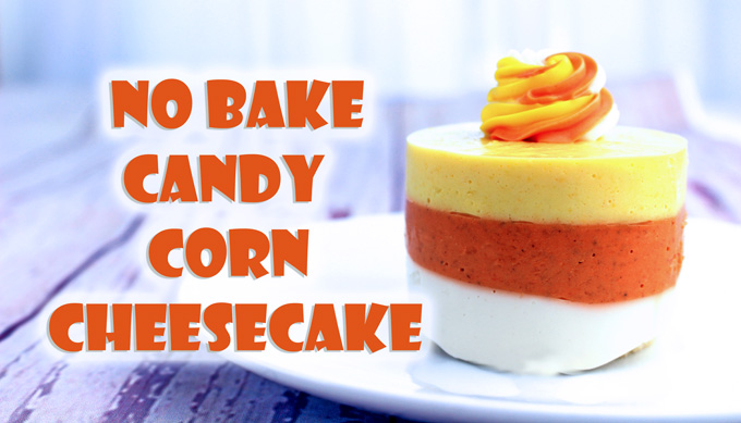 No Bake Candy Corn Cheesecake