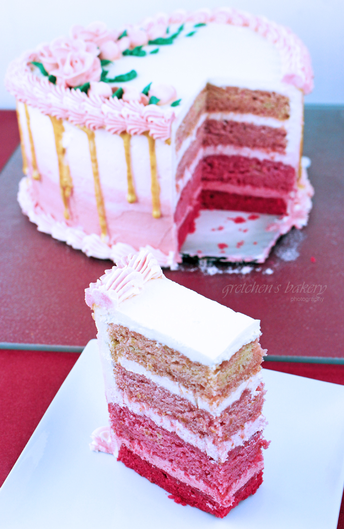 Ombre Heart Valentine's Day Cake