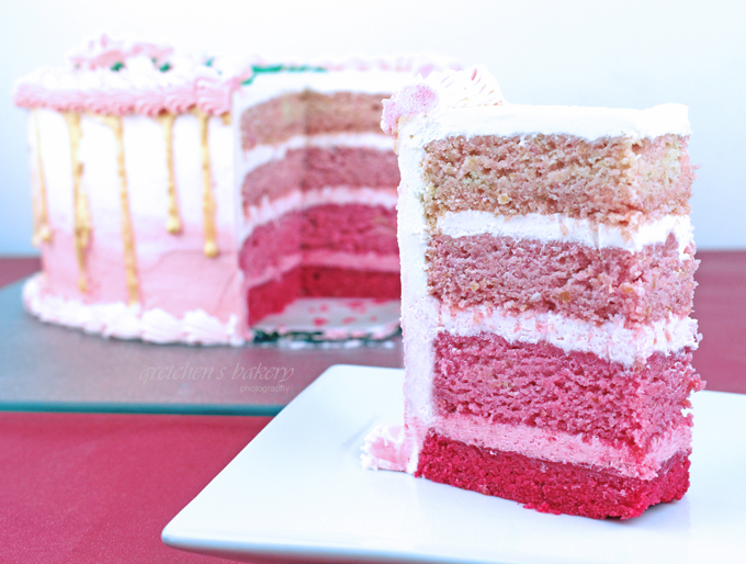 Ombre Heart Valentine's Day Cake