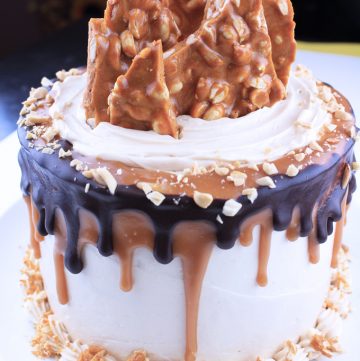 Peanut Butter Fudge Brittle Cake