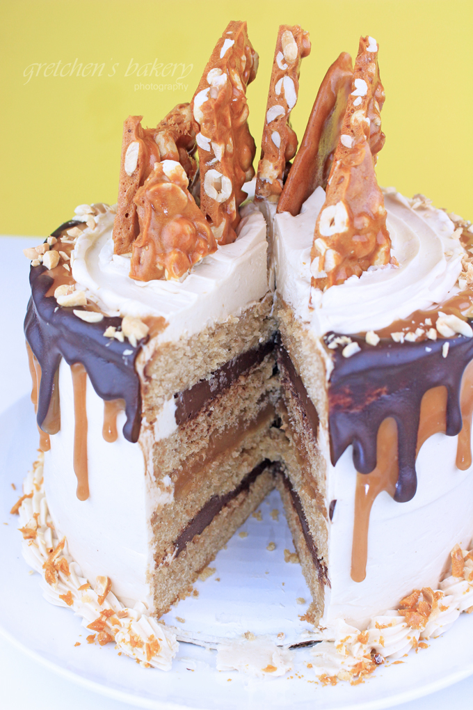 Peanut Butter Fudge Brittle Cake