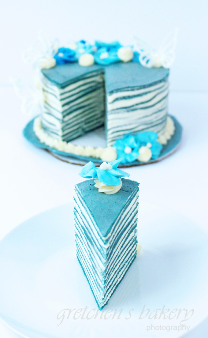Vegan Crepe Cake ~ Blue Butterfly Pea Flower