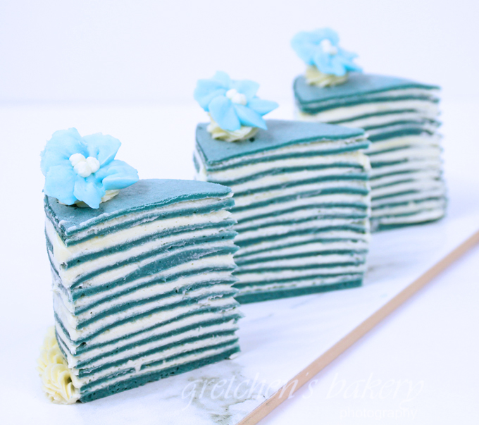 Vegan Crepe Cake ~ Blue Butterfly Pea Flower