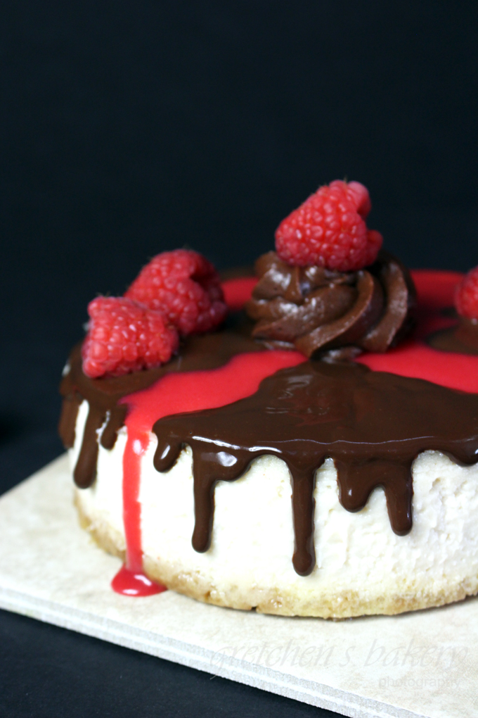 NY Style Vegan Chocolate Raspberry Cheesecake