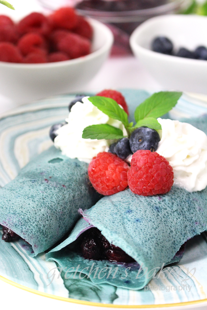Vegan Crepe Cake ~ Blue Butterfly P