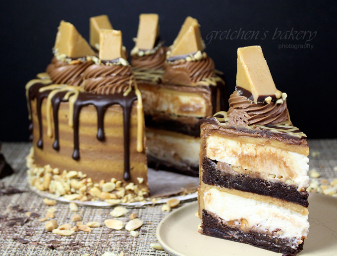 Death by Peanut Butter Fudge Brownie Cheesecake ~ Vegan