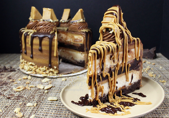 Death by Peanut Butter Fudge Brownie Cheesecake ~ Vegan