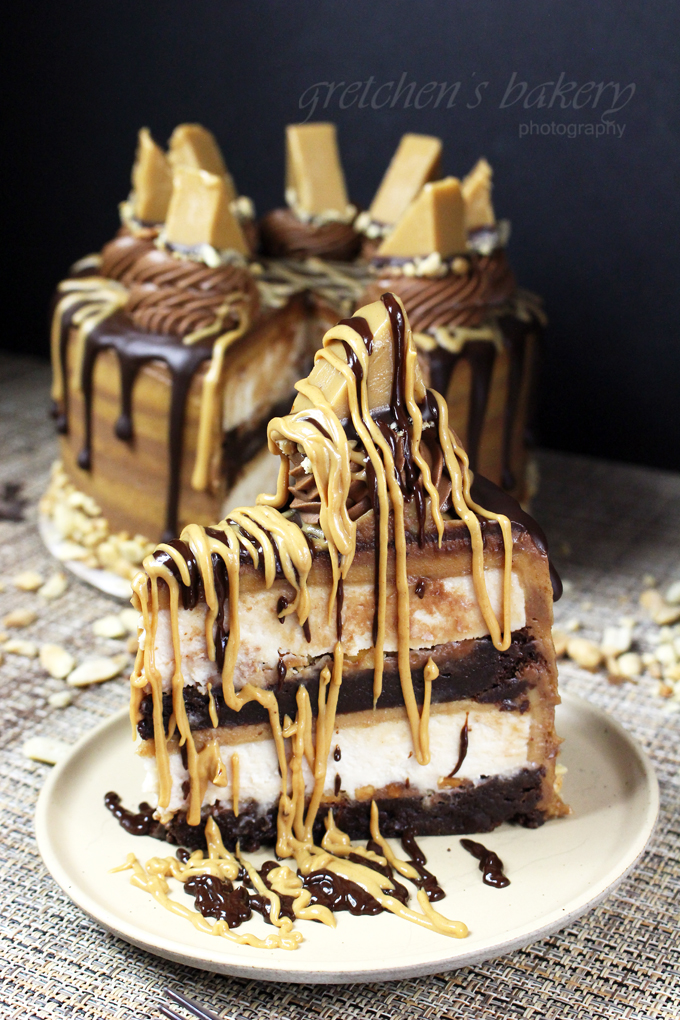 Death by Peanut Butter Fudge Brownie Cheesecake ~ Vegan