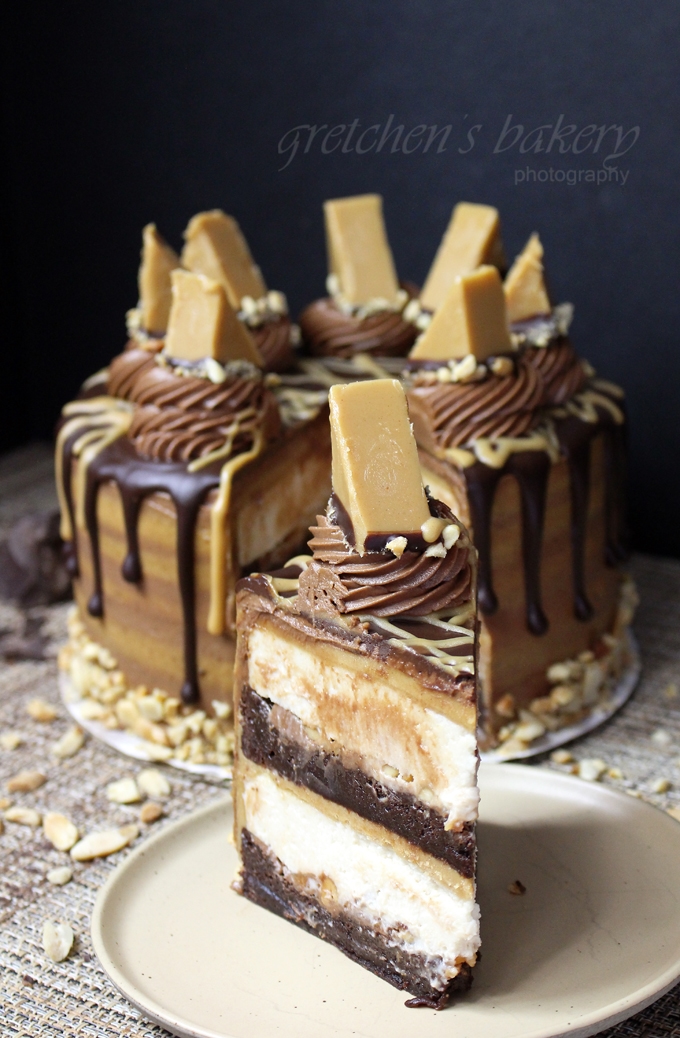 Death by Peanut Butter Fudge Brownie Cheesecake ~ Vegan
