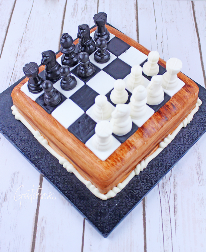 Chess Board Cake with Pieces