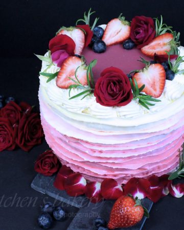 Strawberry Vanilla Ruffle Cake