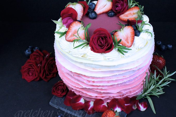 Strawberry Vanilla Ruffle Cake