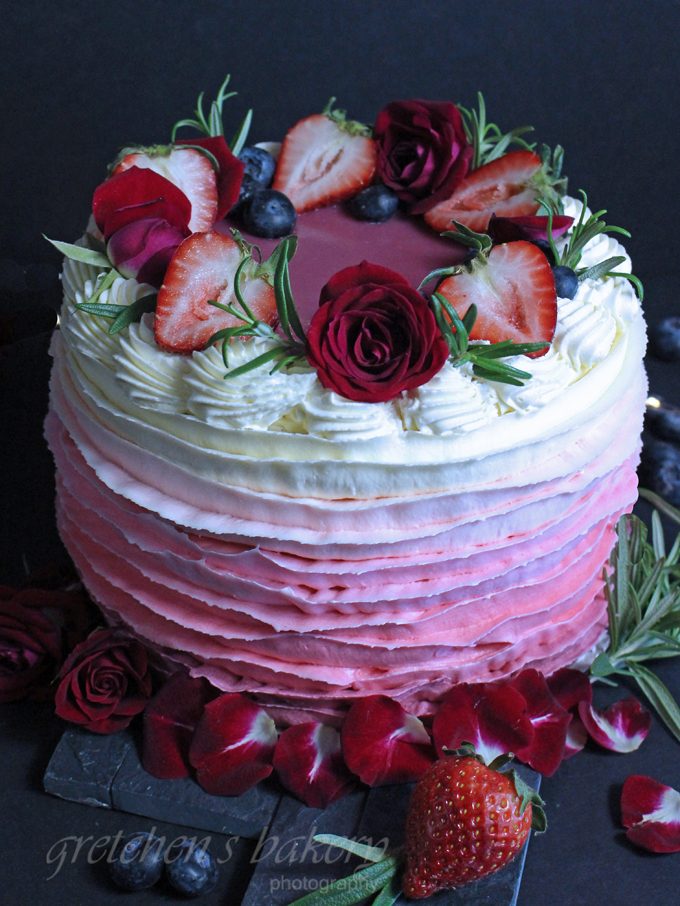 Strawberry Vanilla Ruffle Cake - Gretchen's Vegan Bakery