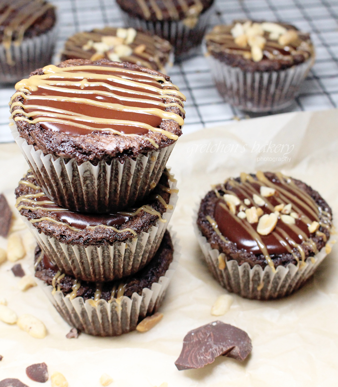 Vegan Brownie Cupcakes with Peanut Butter Fudge