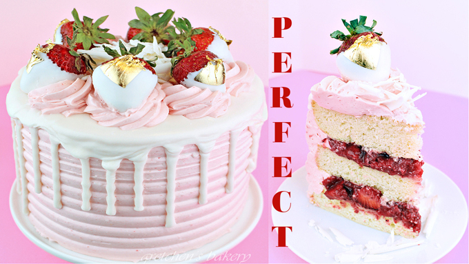 White Chocolate Strawberry Cake