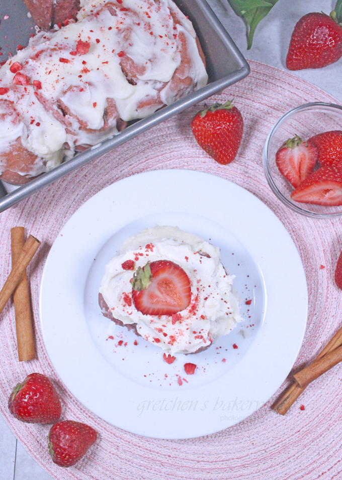 Strawberry Cheesecake Cinnamon Buns