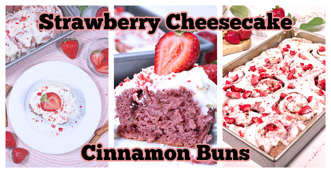 Strawberry Cheesecake Cinnamon Buns