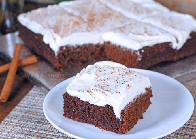 Wacky Gingerbread Cake with cream cheese icing
