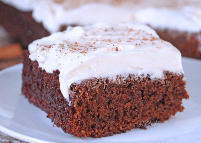 Wacky Gingerbread Cake with cream cheese icing