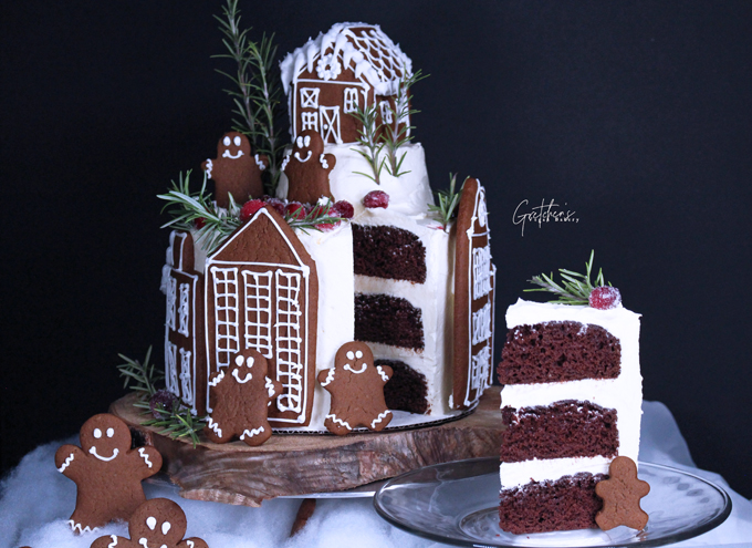 Gingerbread Village Cake