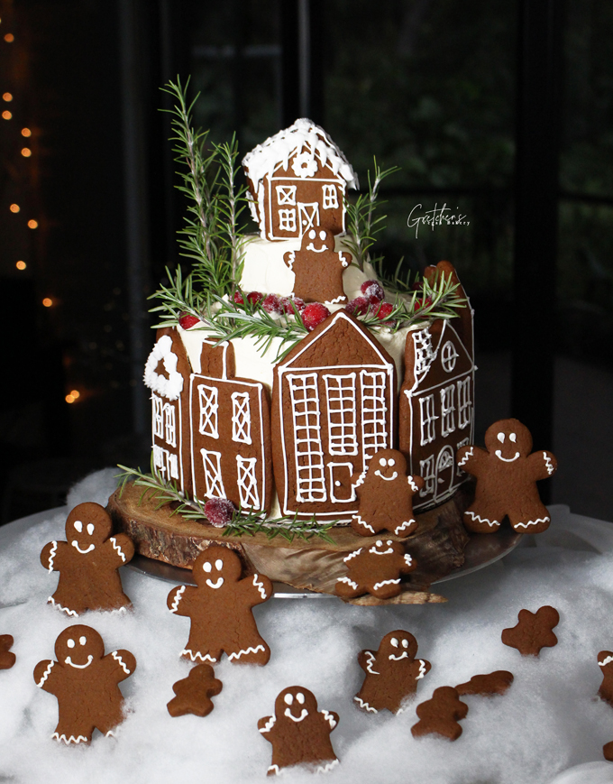 Gingerbread Village Cake