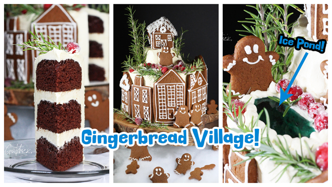 Gingerbread Village Cake