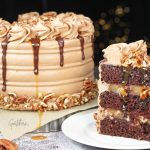 Chocolate Bourbon Pecan Pie Cake