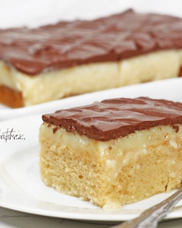 Chocolate Eclair Snack Cake ~ refined sugar free/reduced oil