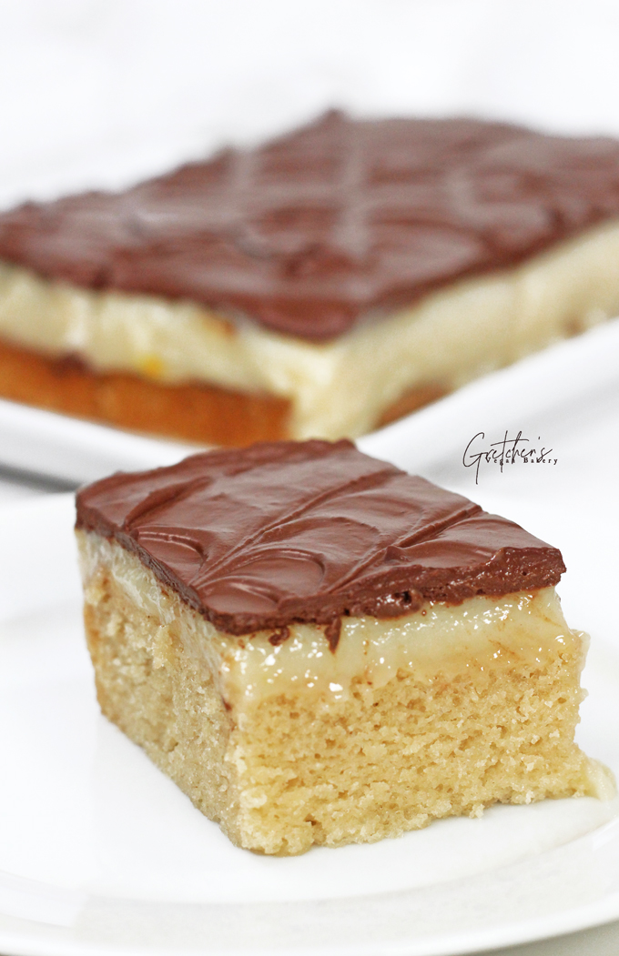 Chocolate Eclair Snack Cake ~ refined sugar free/reduced oil