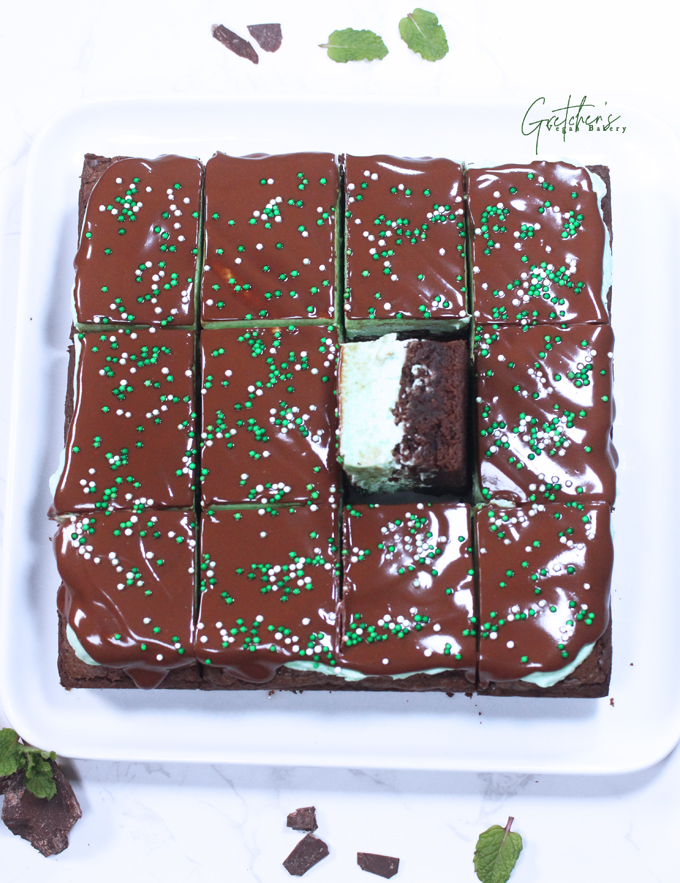 Vegan Creme de Menthe Brownies