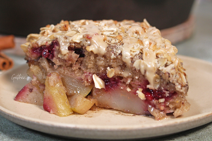 Spiced Pear and Blackberry Skillet Cake